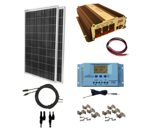 WindyNation SOK-200WPI-15 Complete 200 Watt Solar Panel Kit with 1500W VertaMax Power Inverter for 12 Volt Battery Systems New