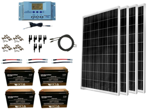 WindyNation SOK-400WP-P30L-400B 400 Watt Solar Panel Kit with 400ah AGM Battery New