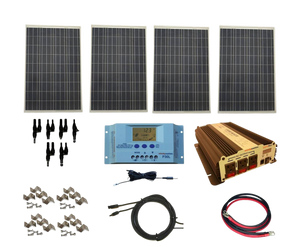WindyNation SOK-400WPI-15 Complete 400 Watt Solar Panel Kit with VertaMax Power Inverter for 12 Volt Battery Systems New