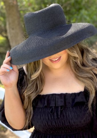 Large head Black Derby Hat For Women