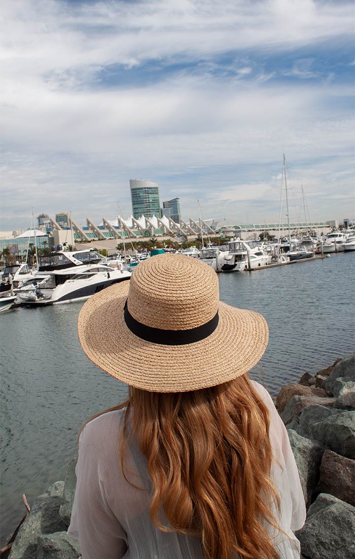 Venezia Boater Sun Straw Hat Beige