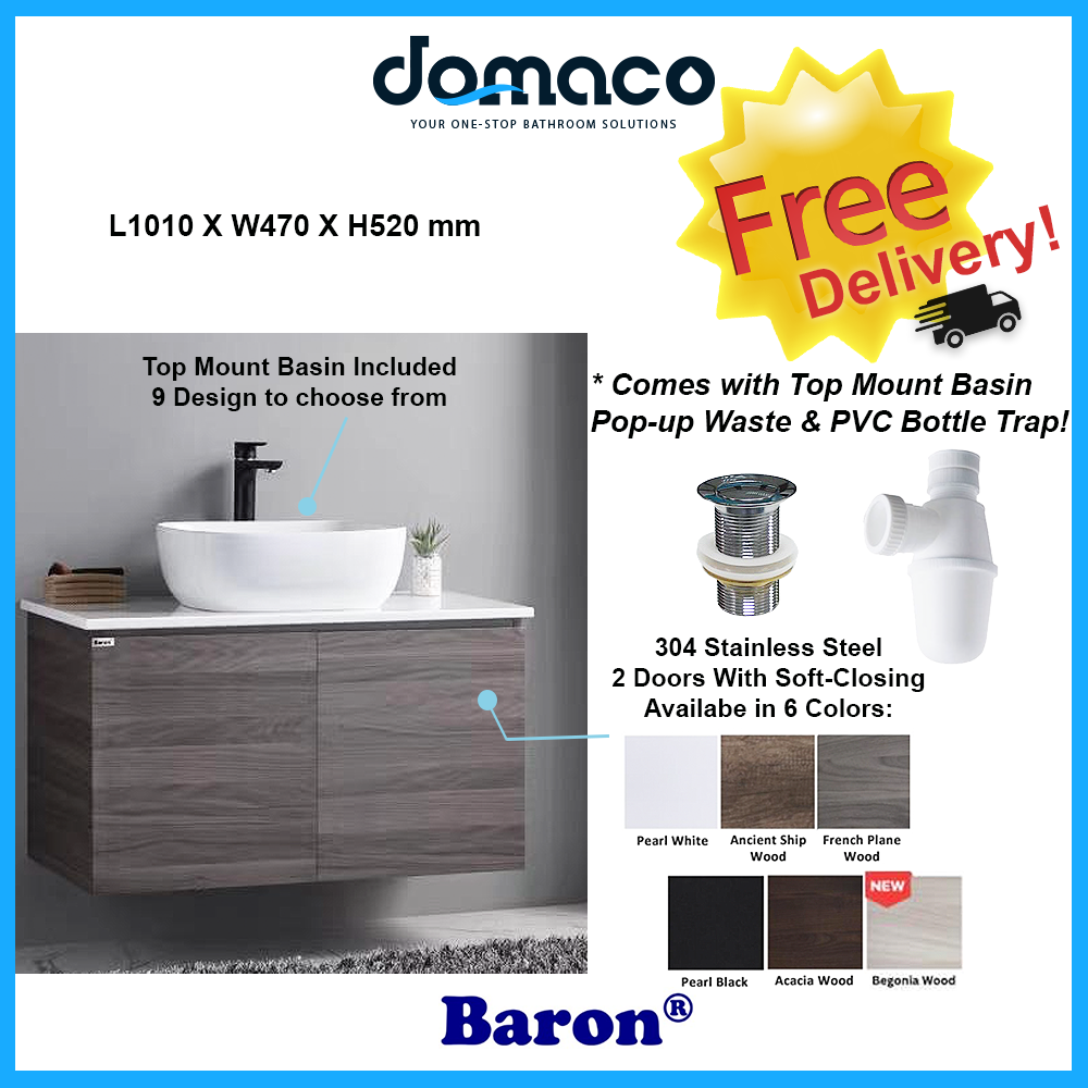 Baron A110-ST Stainless Steel Basin Cabinet With Phoenix Stone Solid Top