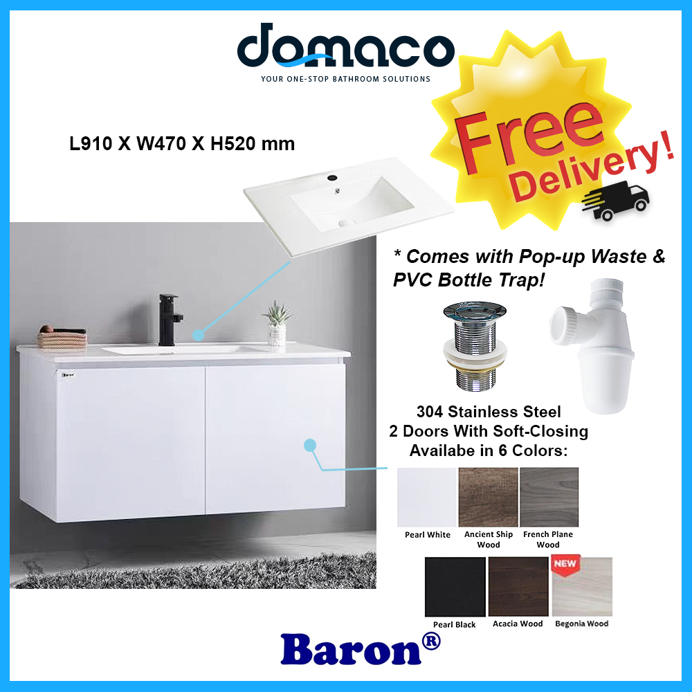 Baron A109 Basin Cabinet Set (304 Stainless Steel with Soft Closing Hingers) domaco.com.sg