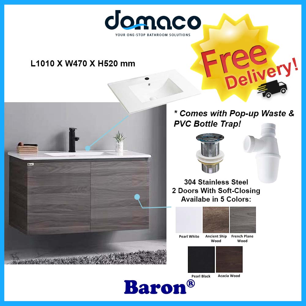 Baron A1010 Basin Cabinet Set (304 Stainless Steel with Soft Closing Hingers) domaco.com.sg