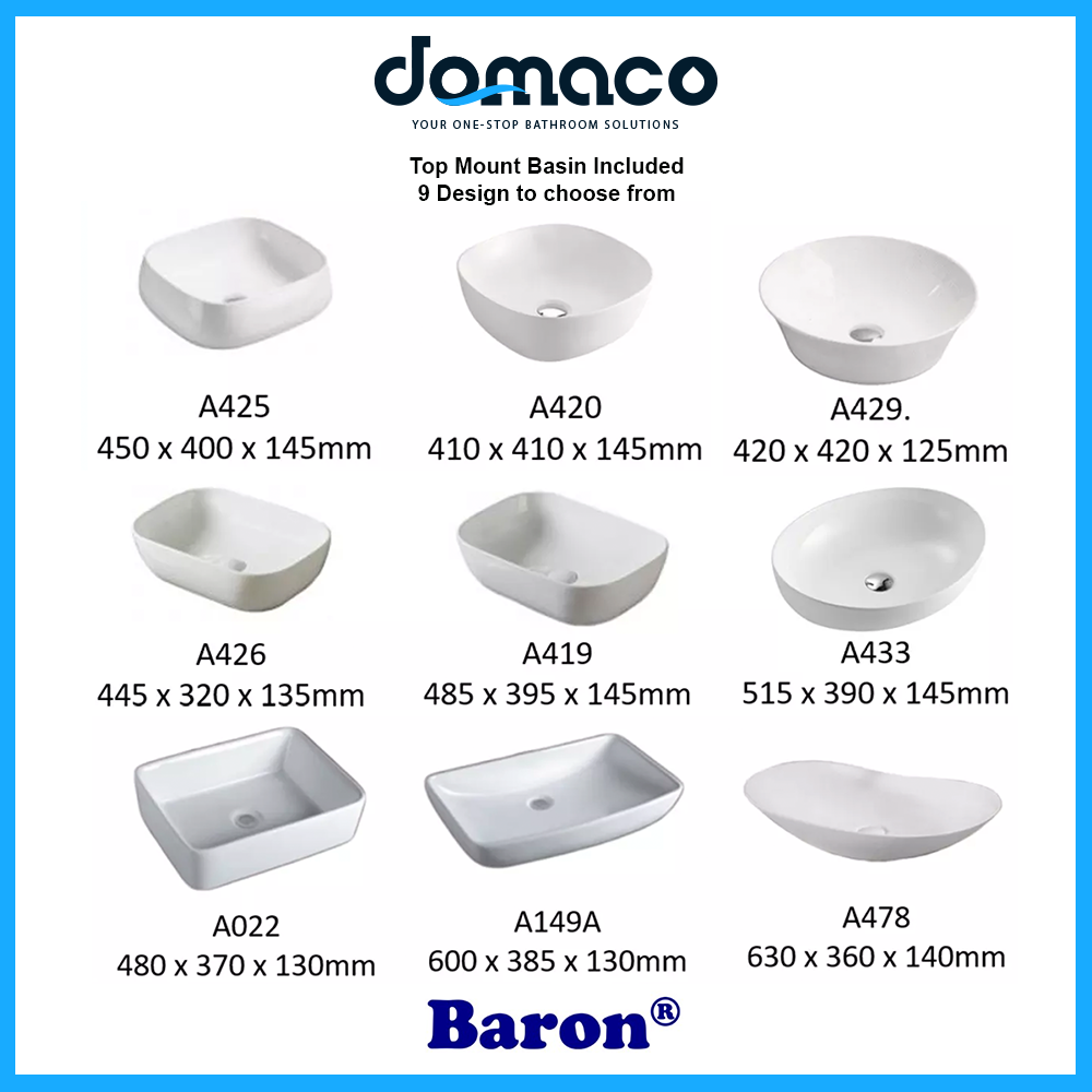 Baron A1010-ST Stainless Steel Basin Cabinet With Phoenix Stone Solid Top domaco.com.sg