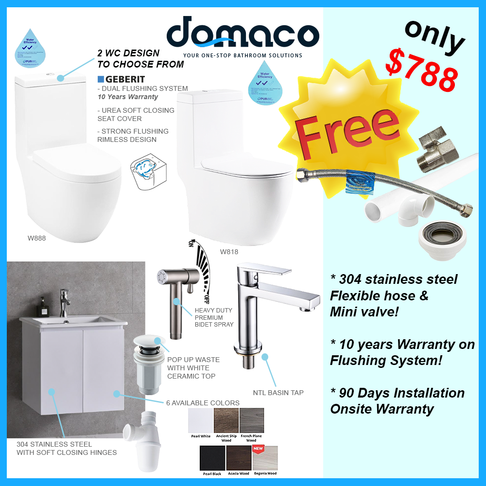 Business Class Toilet Bowl & Stainless Steel Basin Cabinet Package - Domaco