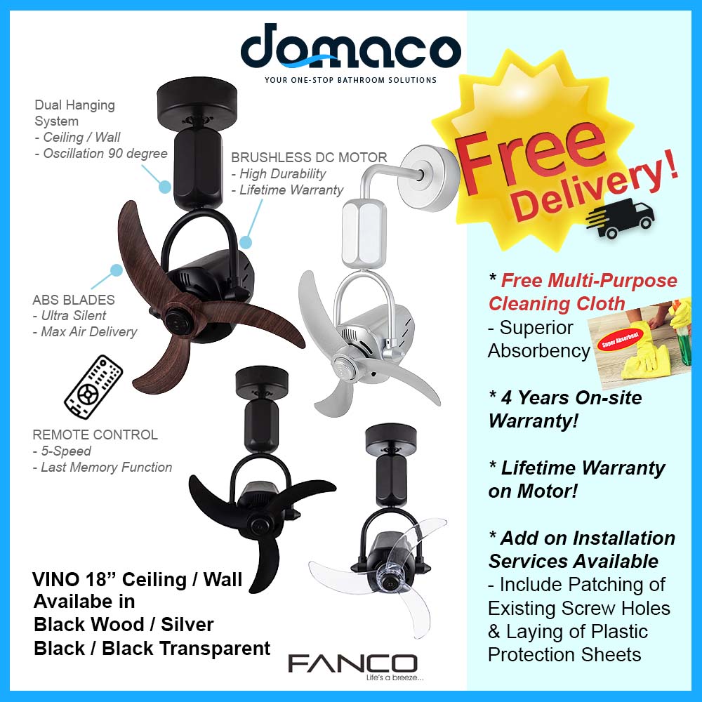 Fanco Vino 18" Wall/Ceiling Fan with Remote Domaco.com.sg