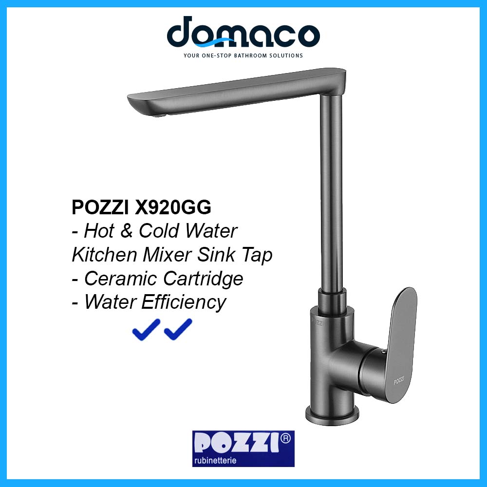 Pozzi X920GG Gun Grey Kitchen Sink Mixer Tap domaco.com.sg