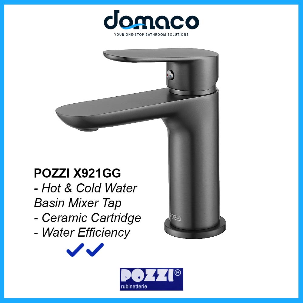 Pozzi X921GG Gun Grey Basin Mixer Tap domaco.com.sg