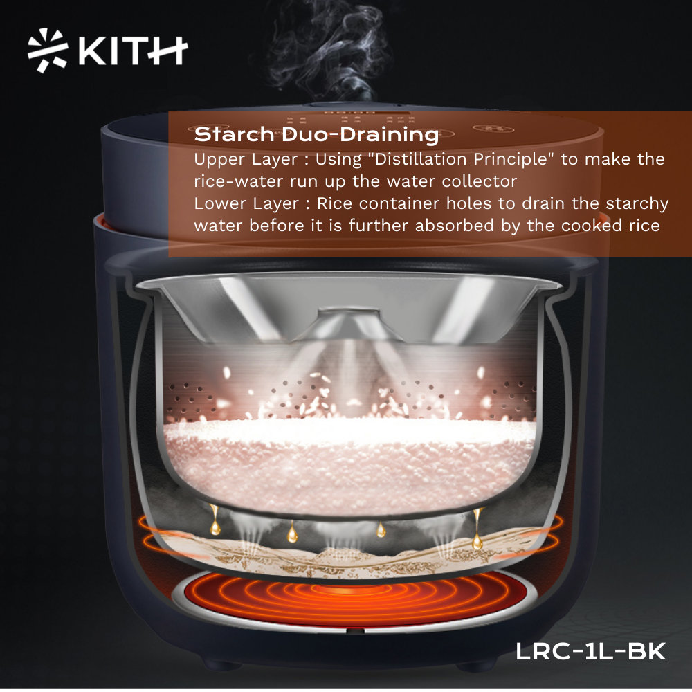 Kith Low-Sugar Rice Cooker LRC-1L-BK domaco.com.sg