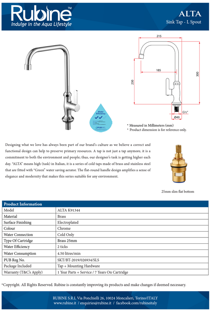 Rubine Alta K91344 Kitchen Tap domaco.com.sg