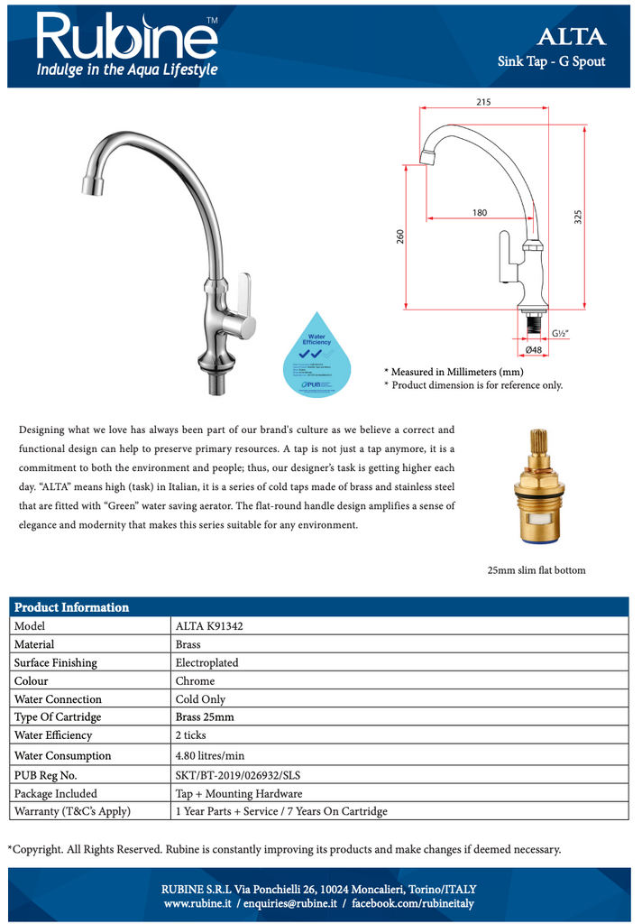 Rubine Alta K91342 Kitchen Tap domaco.com.sg