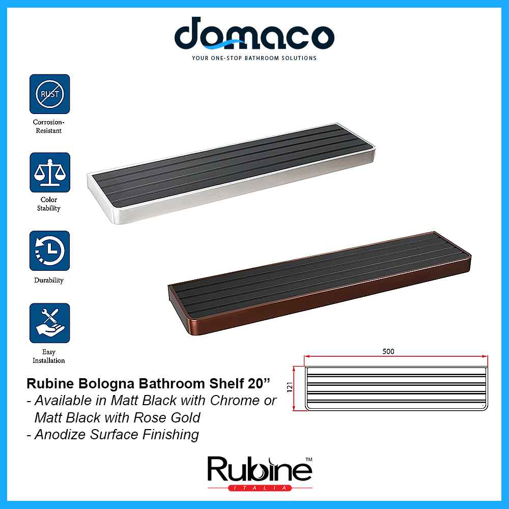 Rubine Bologna BO-3103 Bathroom Single Shelf domaco.com.sg