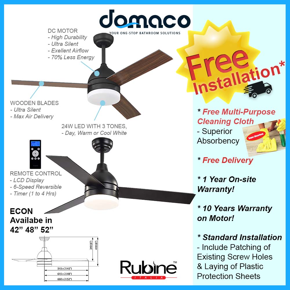 Rubine Econ DC Ceiling Fan domaco.com.sg