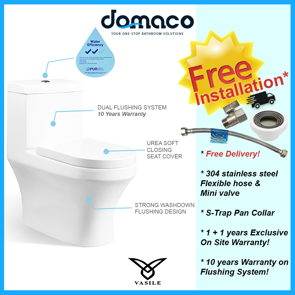 Vasile V519 1-Piece Toilet Bowl domaco.com.sg