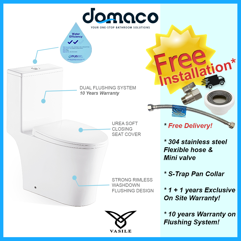 Vasile V597 1-Piece Toilet Bowl domaco.com.sg