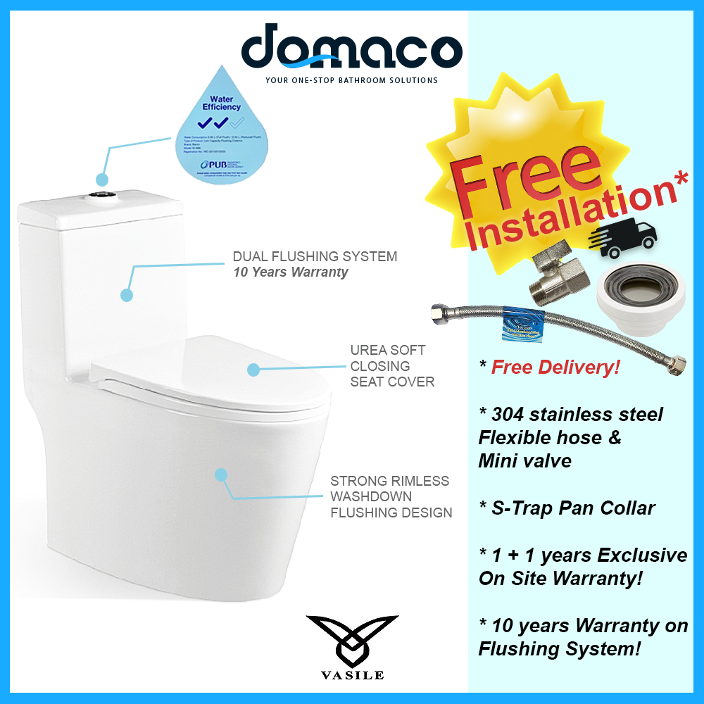 Vasile V599 1-Piece Toilet Bowl domaco.com.sg