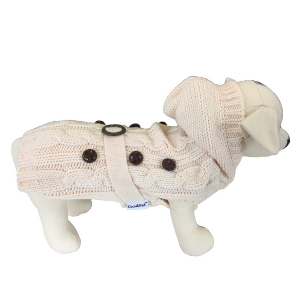 Coco & Pud New York Dog Sweater - Cream/ Navy