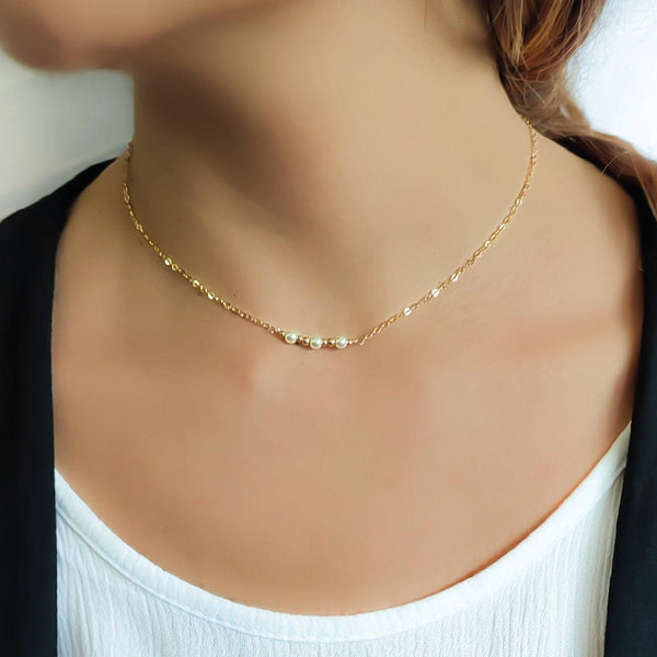 Gold Lace Chain Choker Necklace for Women, Collar necklace