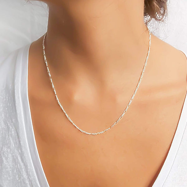 Minimalist Sterling Silver Link Chain Necklace, Dainty Simple Long Sil–  annikabella