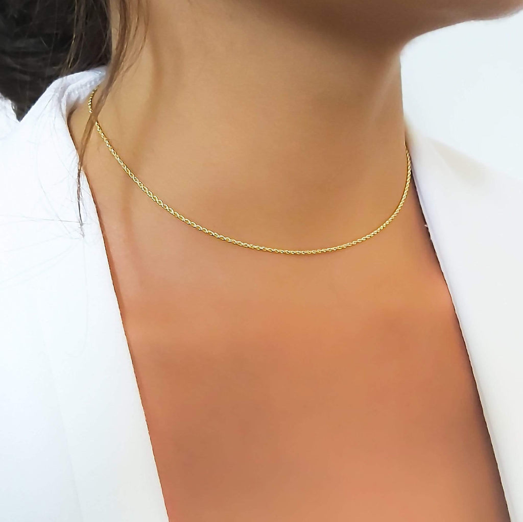 Gold Rope Chain Choker, Minimalist Short Gold Necklace for annikabella