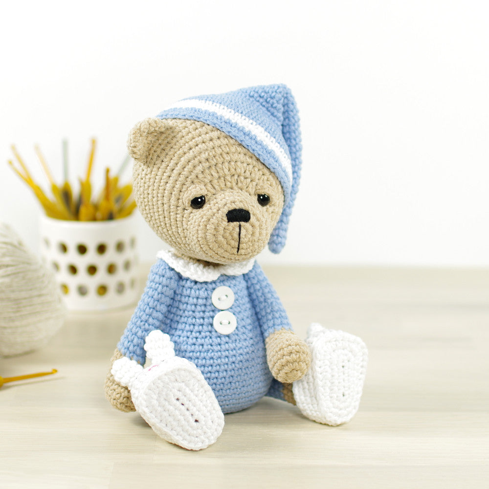 free knitting pattern teddy bear in pyjamas