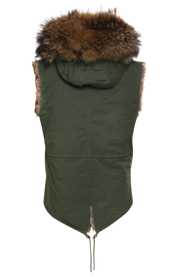 womens gilet with fur hood