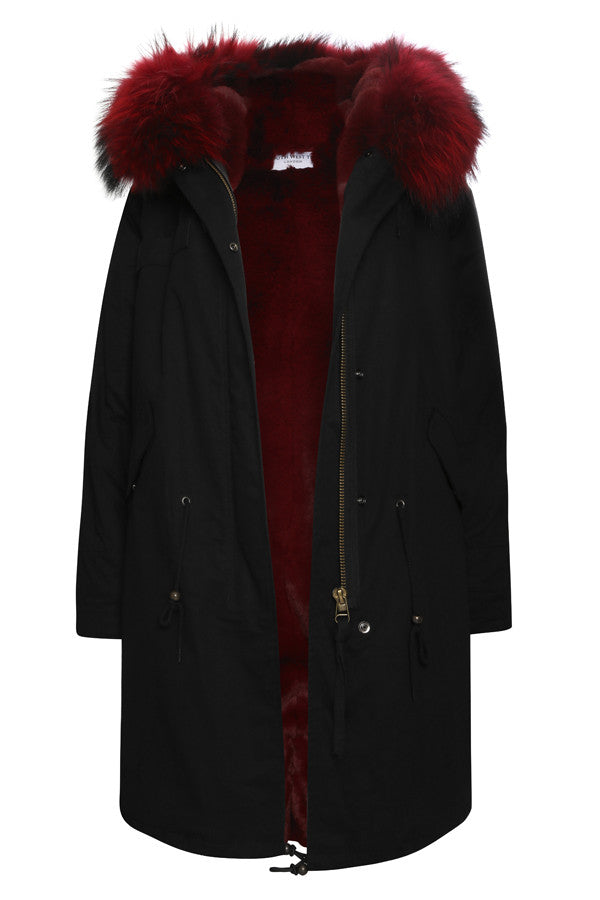 black hooded jacket with fur