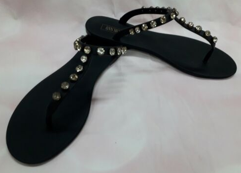 Ann More Zug Women Diamond T-Strap Flip Flop Jelly Slide Sandal Black ...