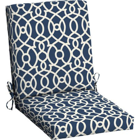 blue and white chair cushions