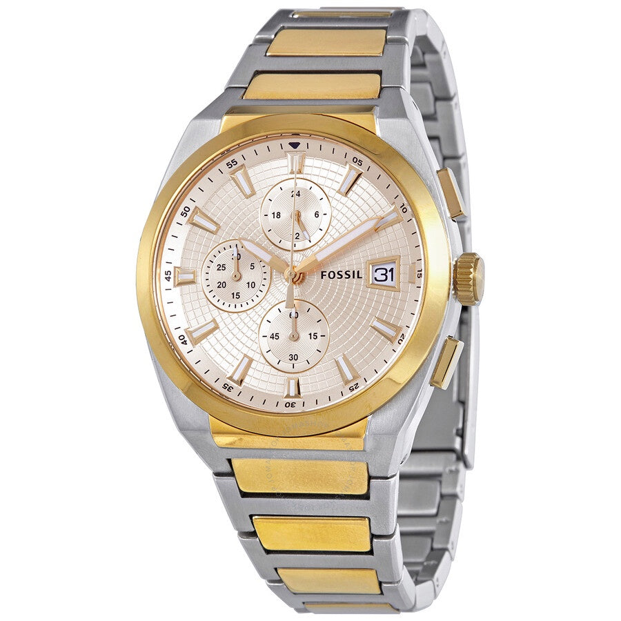Fossil Chronograph Gold Dial Two Tone Stainless Steel Men’s Watch FS57 ...