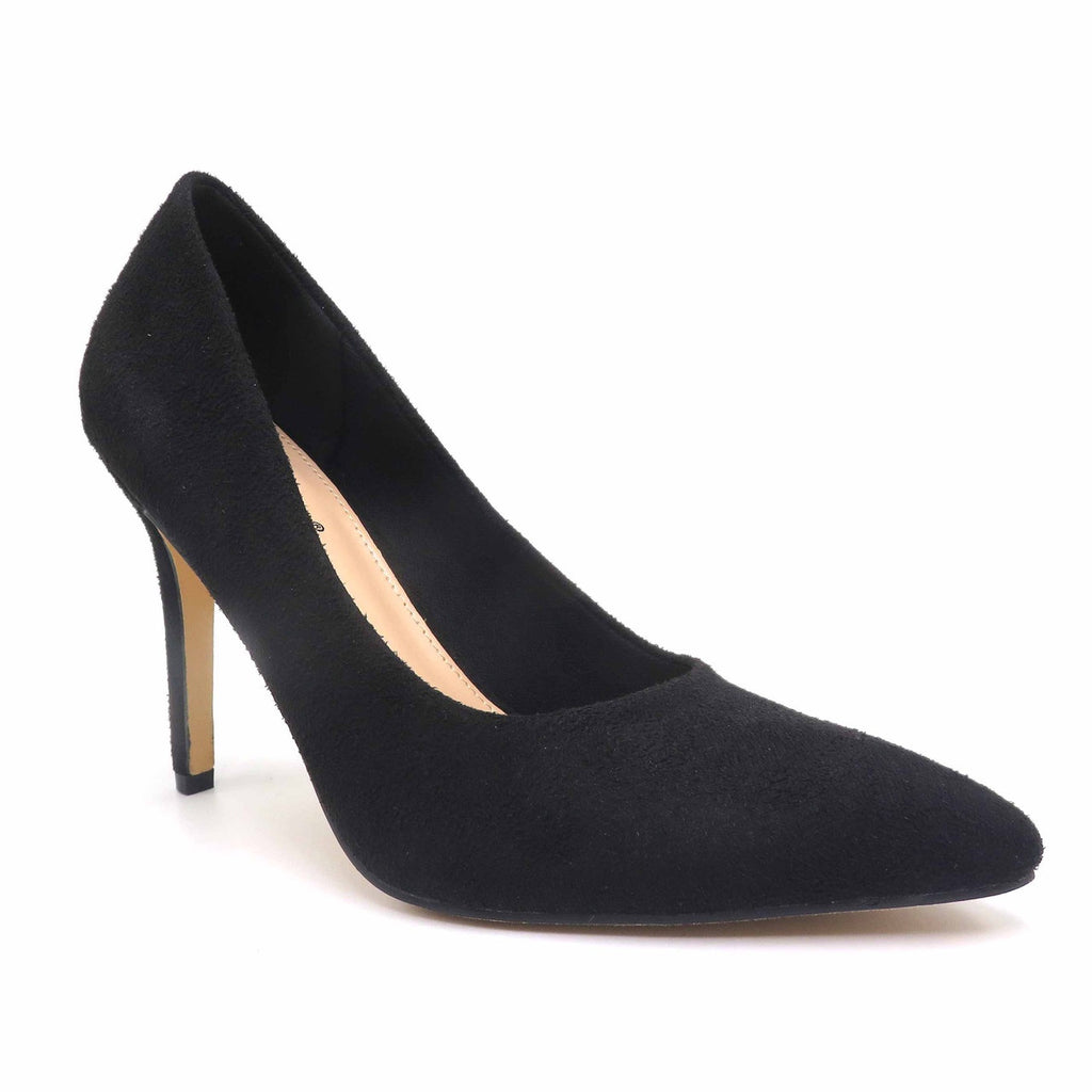 Pierre Dumas Maxi-3 Women Slip On Round Toe Heel Shoe-Black Suede ...