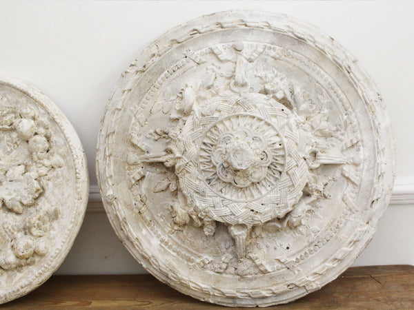 A Vintage French Plaster Ceiling Rose Decoration Pair