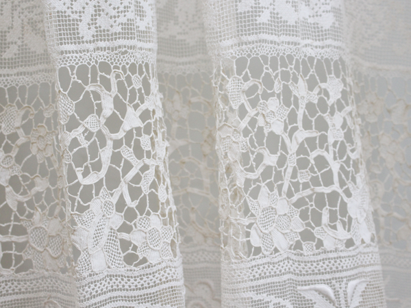 A Large Pair of Exquisite Antique Hand Made French Lace French Curtain ...