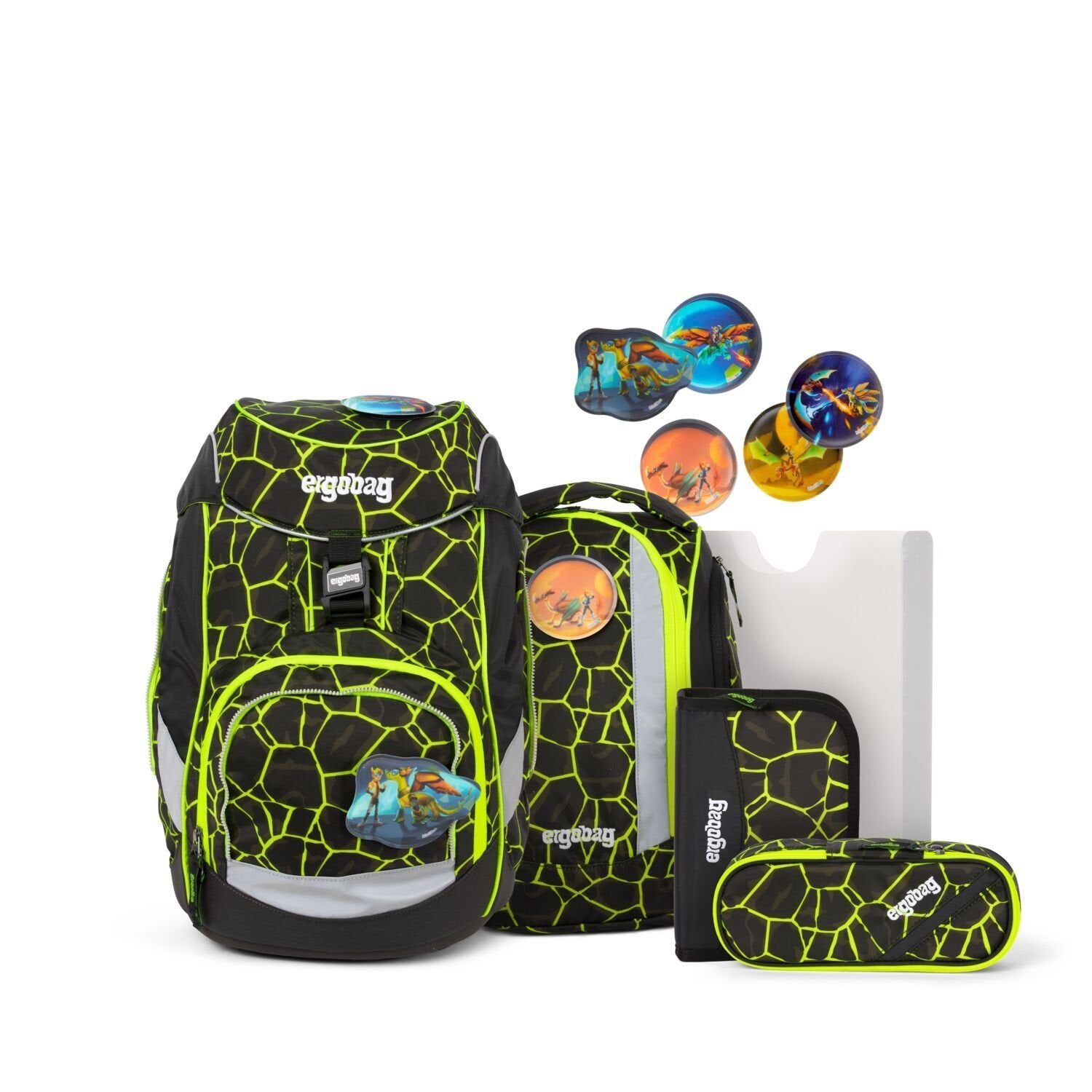 ergobag Pack School Bag 6-piece Set Dragon RideBear - ergokid Singapore