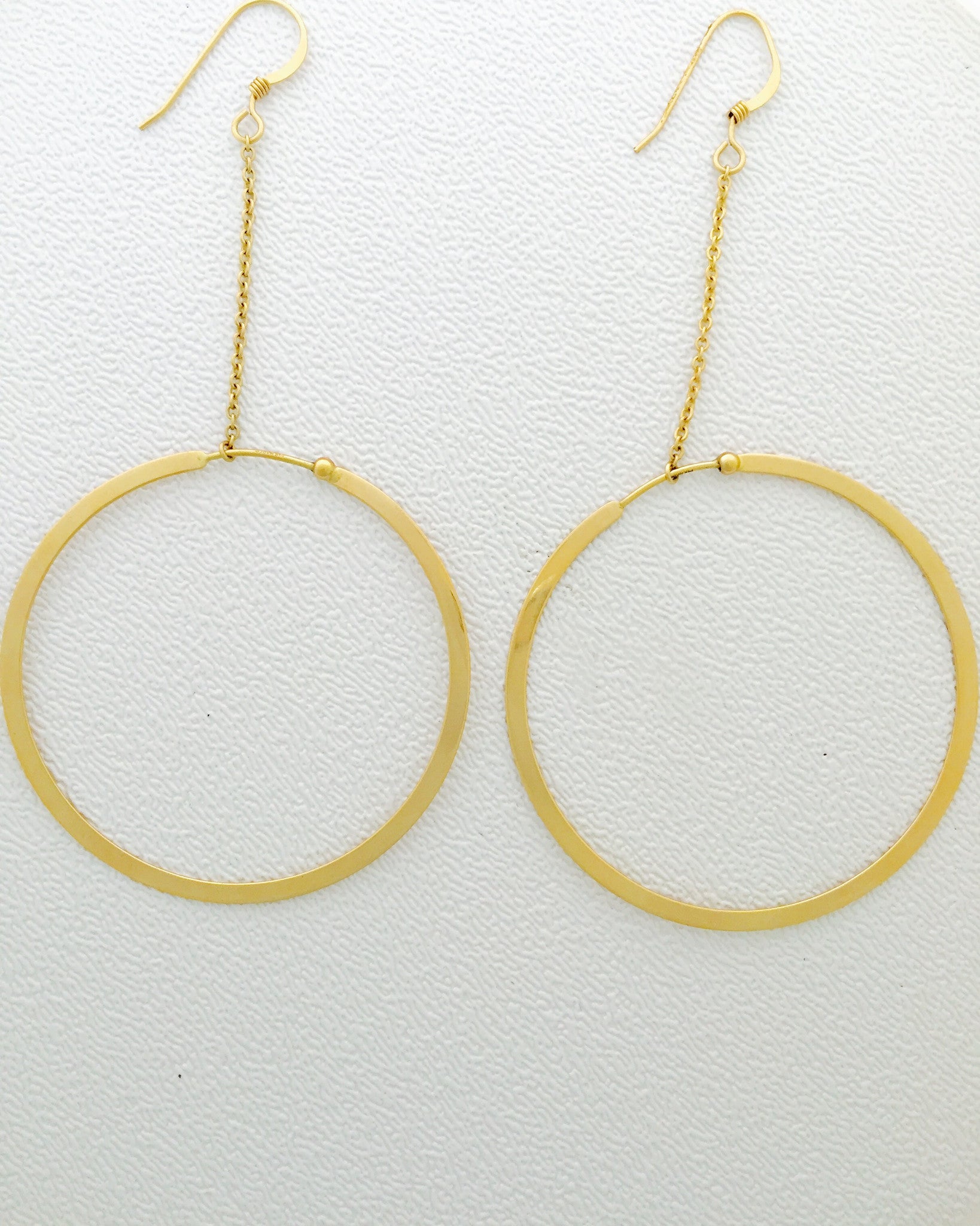 Estate 14K yellow gold chain dangle hoop earrings