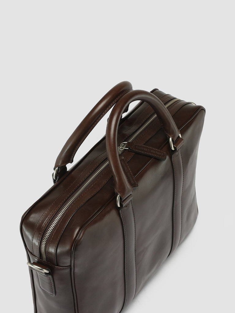 Men's Dark Brown Canvas and Leather Bag: QUENTIN 009 – Officine Creative EU