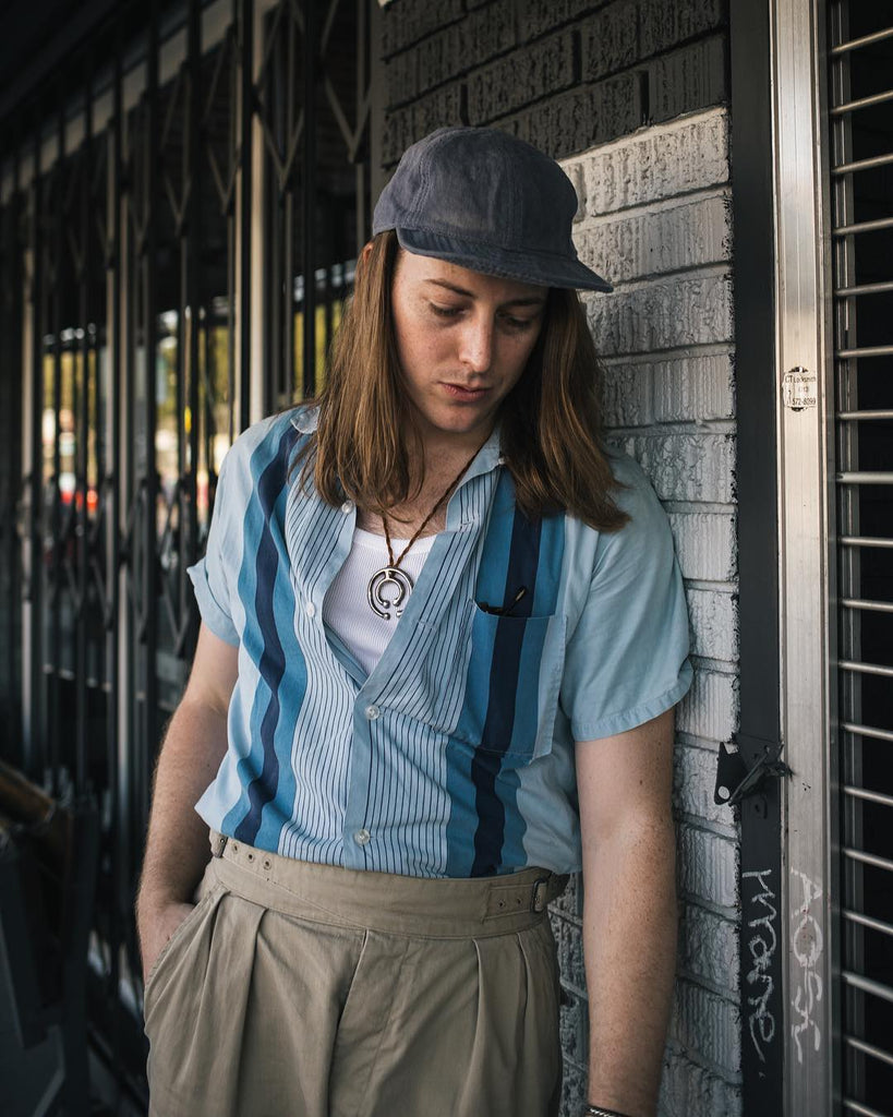 Guitarist Joshua Ray Gooch in the Blluemade linen cap