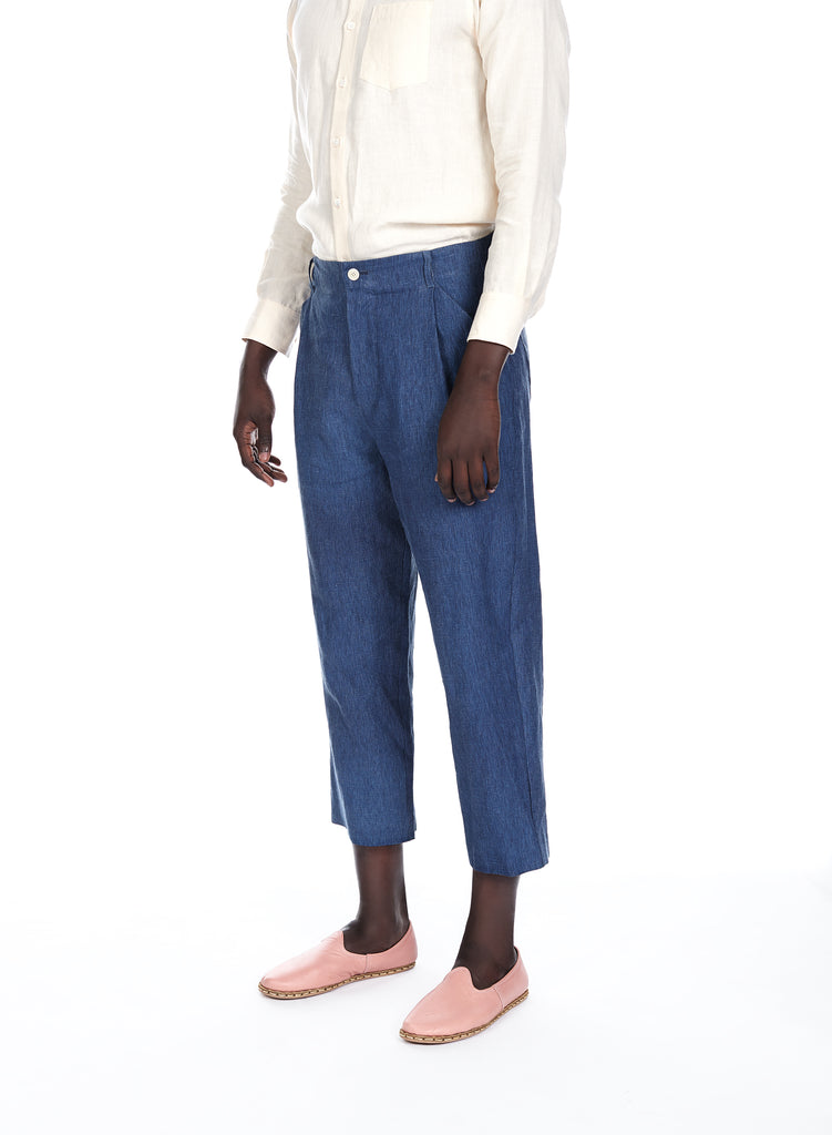 Blluemade linen pant in indigo for him and her