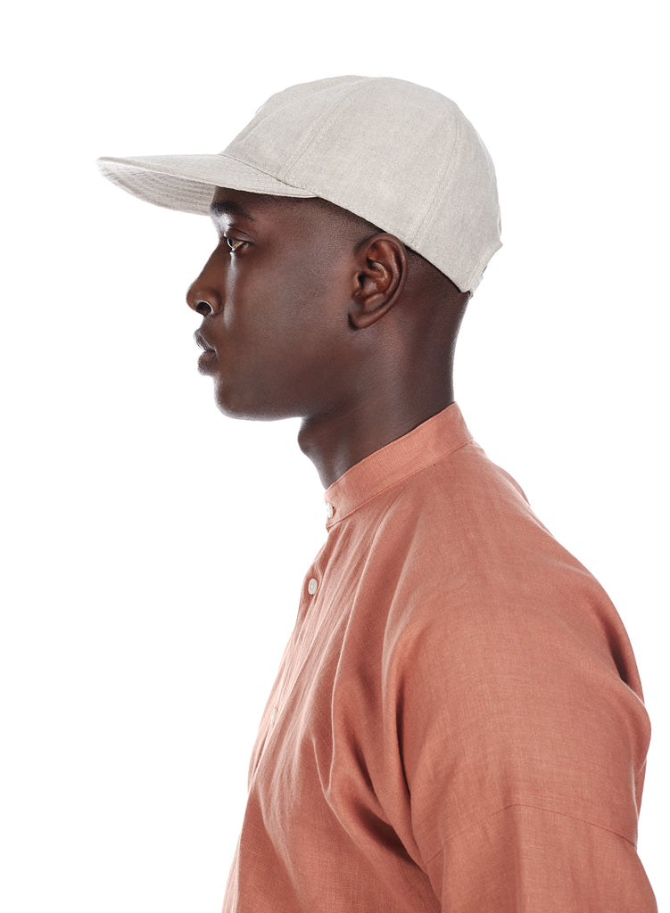 blluemade monk shirt linen terracotta belgian linen flax cap