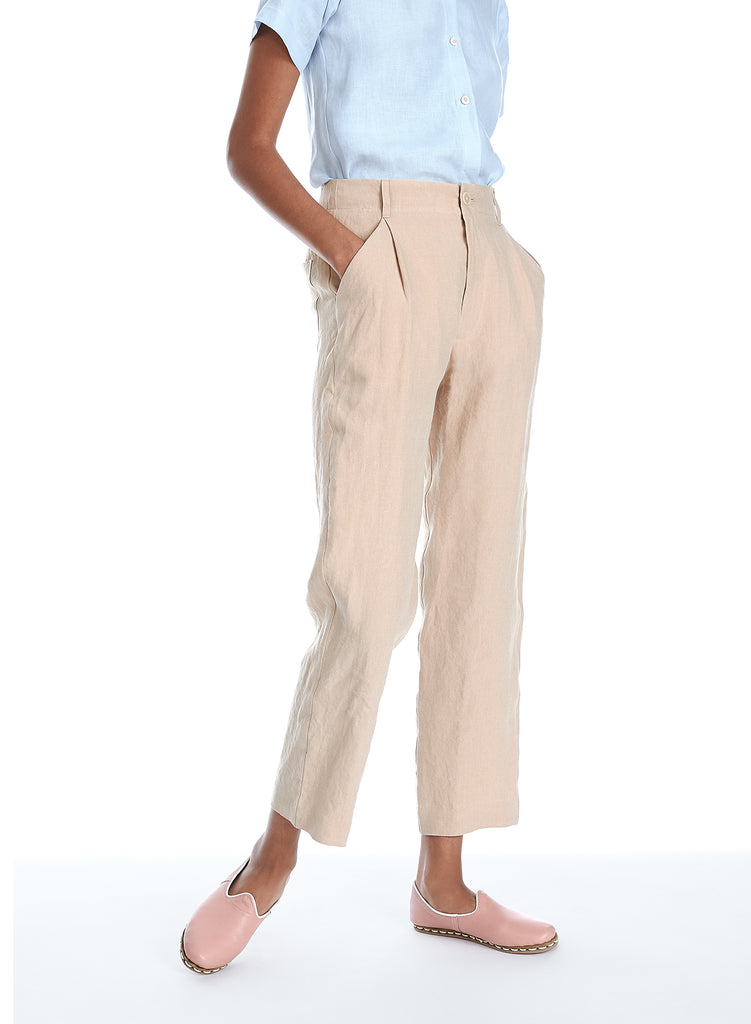 Blluemade linen pant in sand, khaki for him and her