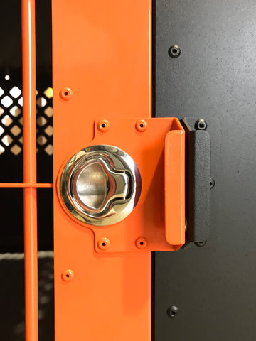 black and orange custom dog crate 