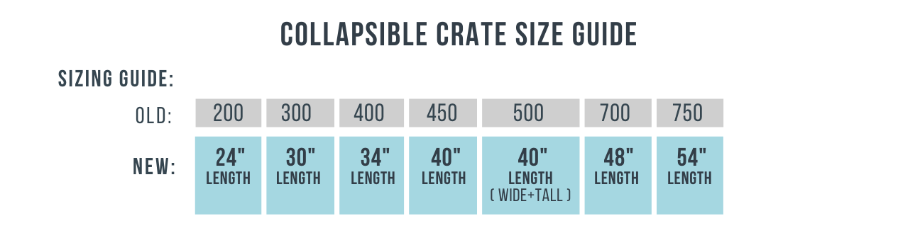 collapsible crate size conversion chart