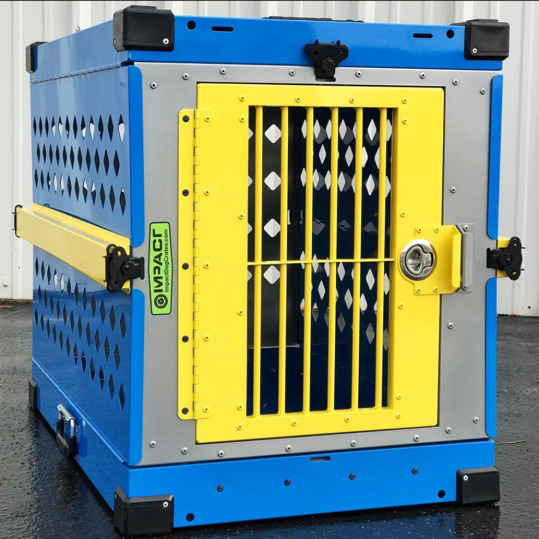 gray yellow blue crate