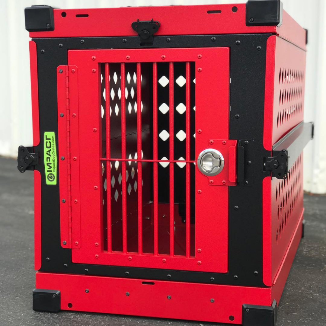 red black dog crate