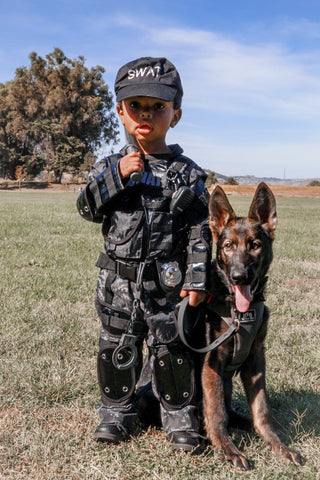 boy and dog swat costume