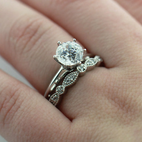 Solitaire Engagement Ring With Wedding Band