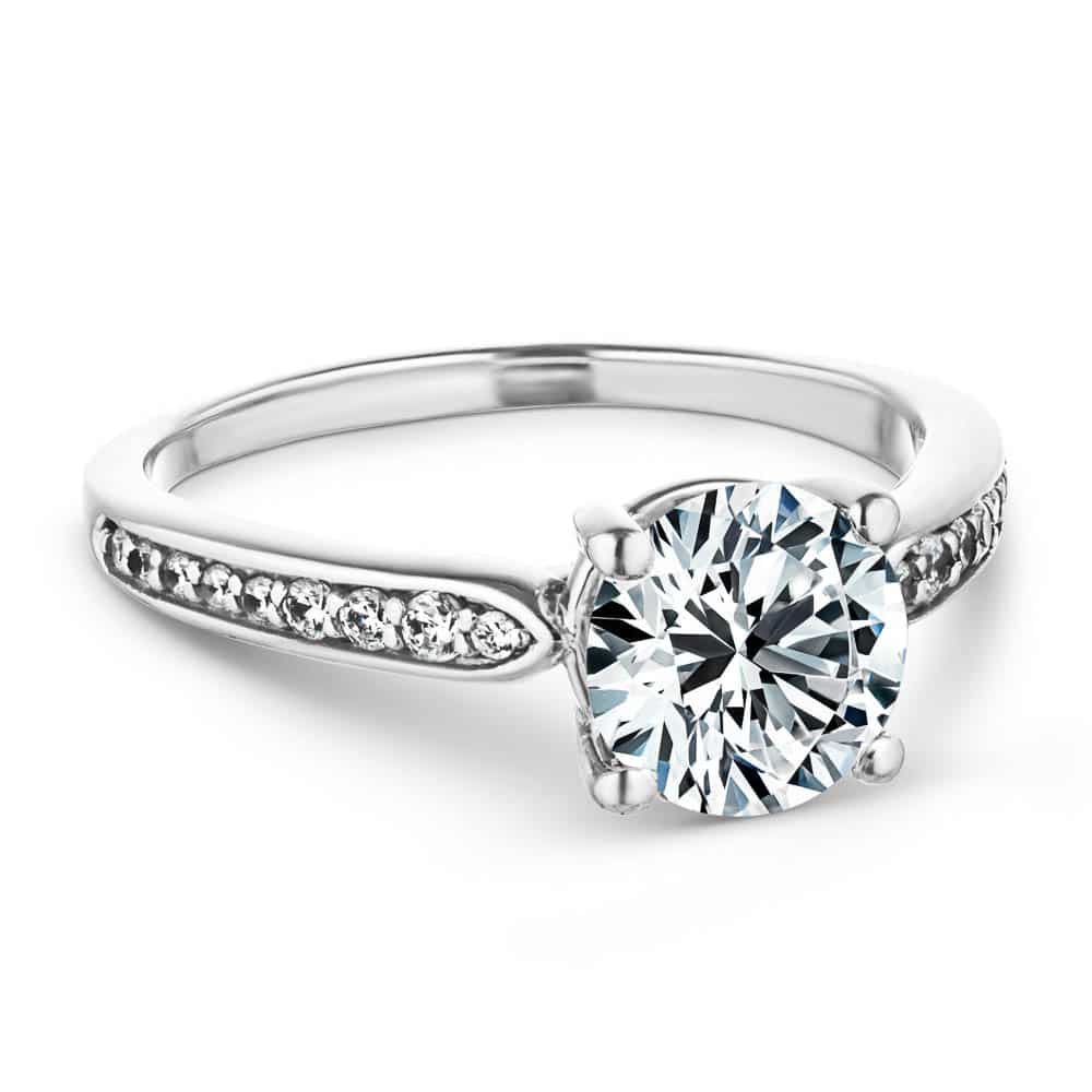 3-Stone Channel Set Diamond Engagement Ring 18K White Gold: +$240