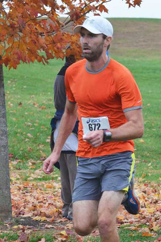 DriSeats™ founder finishing a CC race in the fall of 2015 (sweet runners face)