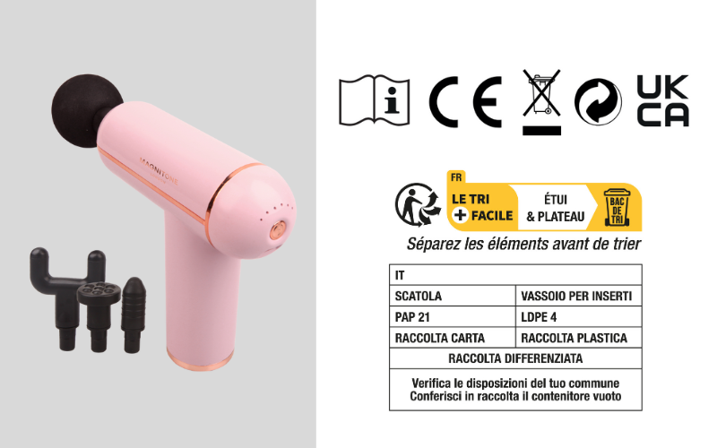 Recycling information for MAGNITONE BeatIt Massage Gun